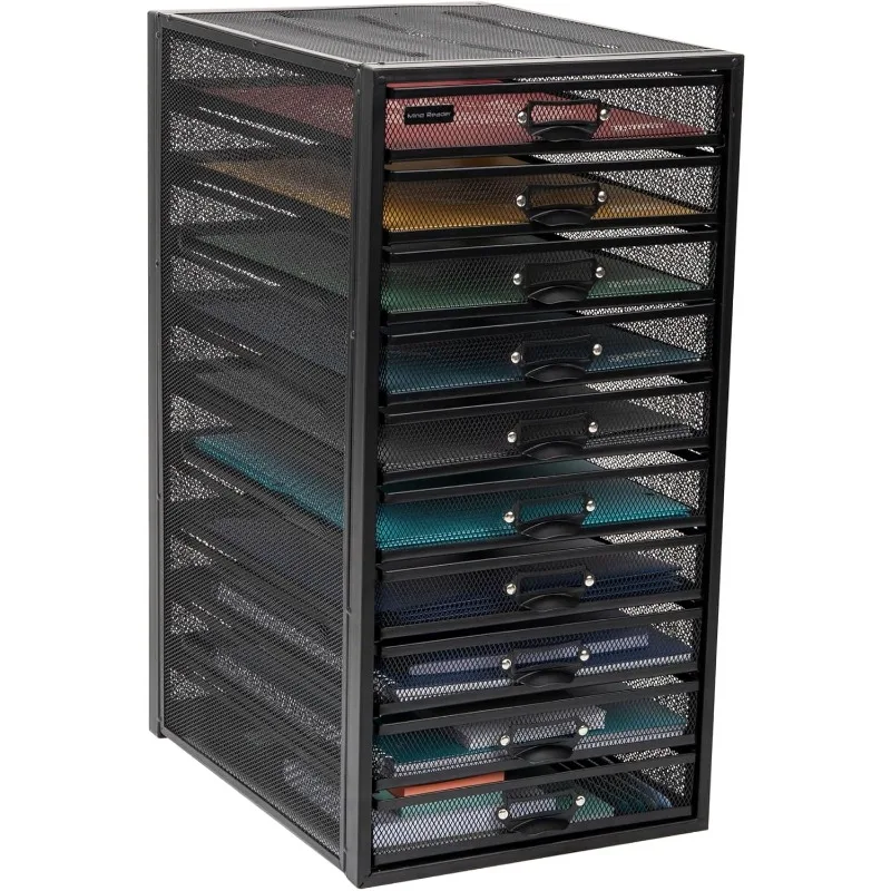 Bureau-organizer met 10 laden voor kantoorbenodigdheden, handwerk, post sorteren en meer, metalen gaas, 10,75 "L X 14" B X 21,25 "H