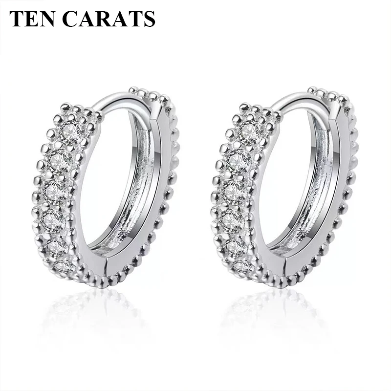 

TEN CARATS Сертифицированное кольцо D-цвета с муассанитом, серьги из стерлингового серебра 925 пробы, женские серьги из белого золота, ювелирные изделия
