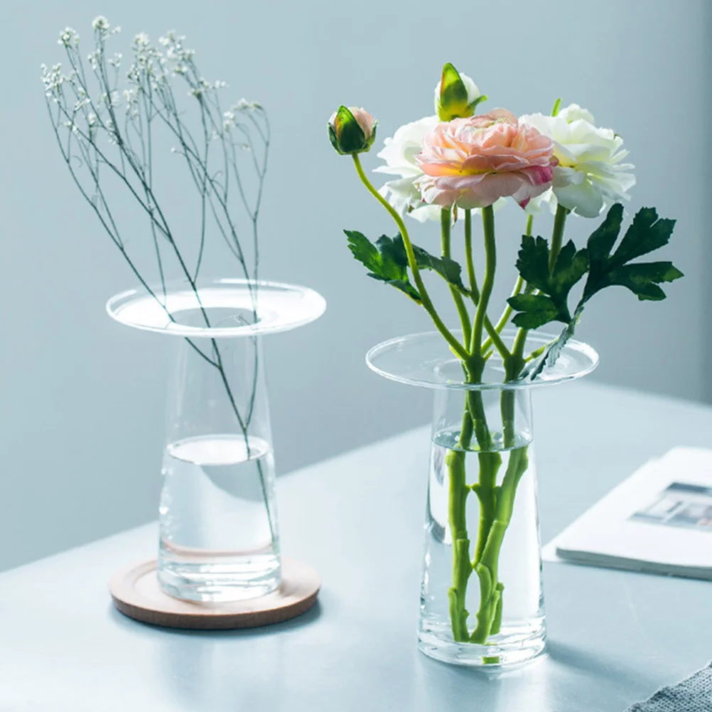 

1Pcs Glass Vase Transparent Flower Arrangement Holder for Home Office Decor Simple Artistic Design Fresh Flower Vase