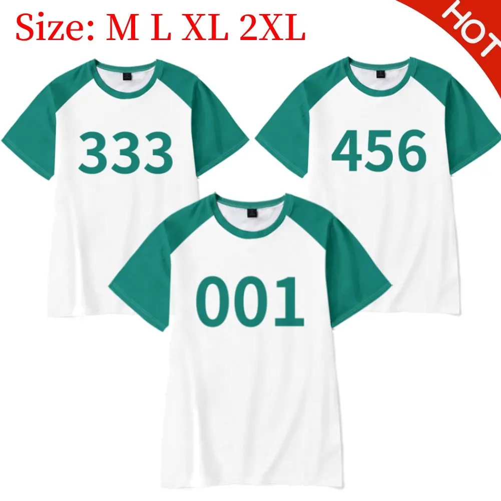 Calamari Game Cosplay Costume Numbers T-shirt Player 456 333 001 Party Clothes Adult Player Costume for Men Women