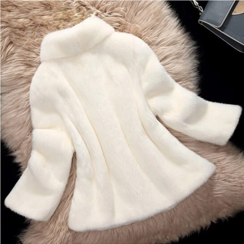 Autumn Winter Black White Fur Coat Women Lapel Faux Fur Coats Warm Button Short Top Design Fashion Jacket Long Sleeve Coat
