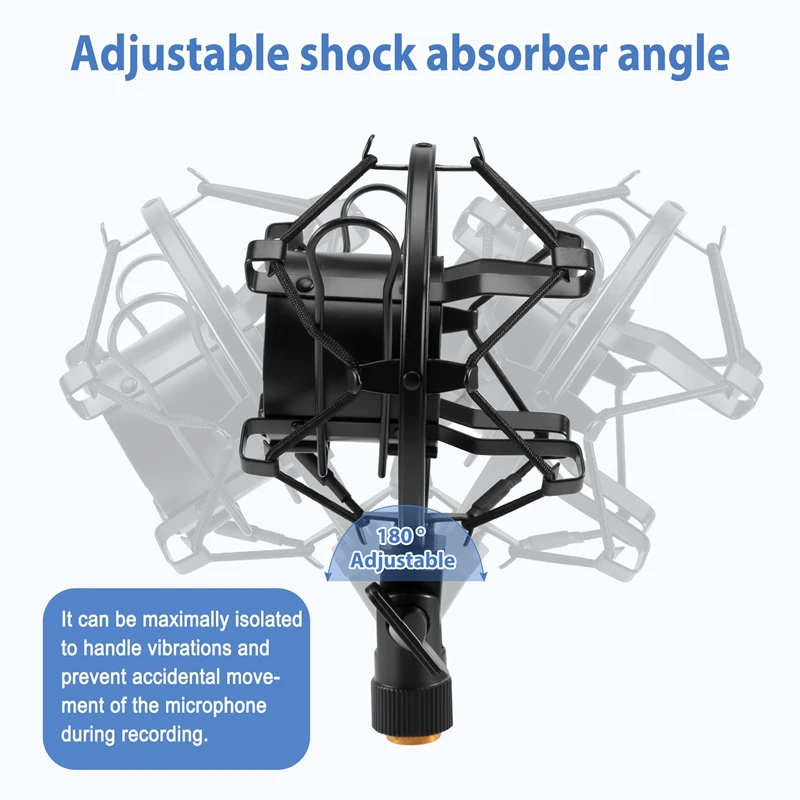 حامل صدمات الميكروفون مع مشبك حامل تثبيت للصدمات على الزجاج الأمامي