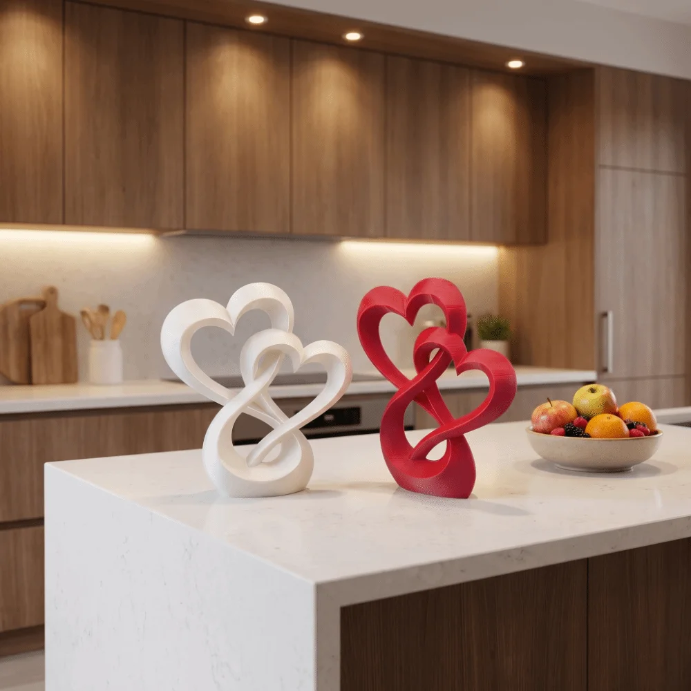 3D Printed Double Heart Ornament Sweet Creative Love Miniature Decoration Lovers Gifts Hollow Heart Models Desk Decor