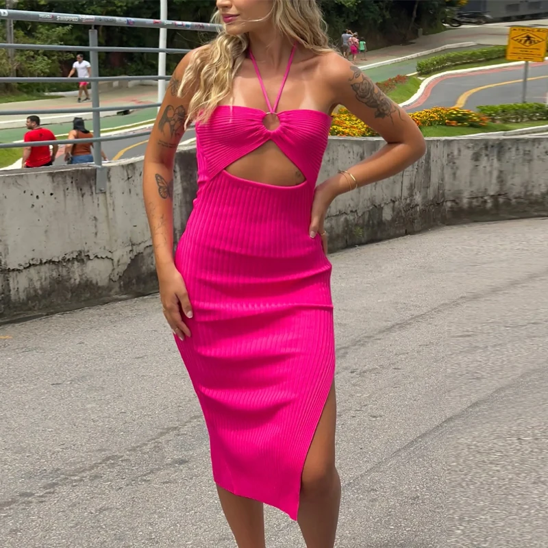 YuooMuoo 여성 드레스 2025 새로운 도착 세련된 패션 섹시한 패키지 엉덩이 니트 여름 드레스 streetwear 숙녀 의상 vestidos