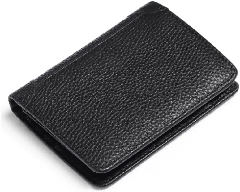 100% Genuine Leather Zipper Wallet for Men, RFID Blocking Bifold Design with Coin Pocket and Large Capacity