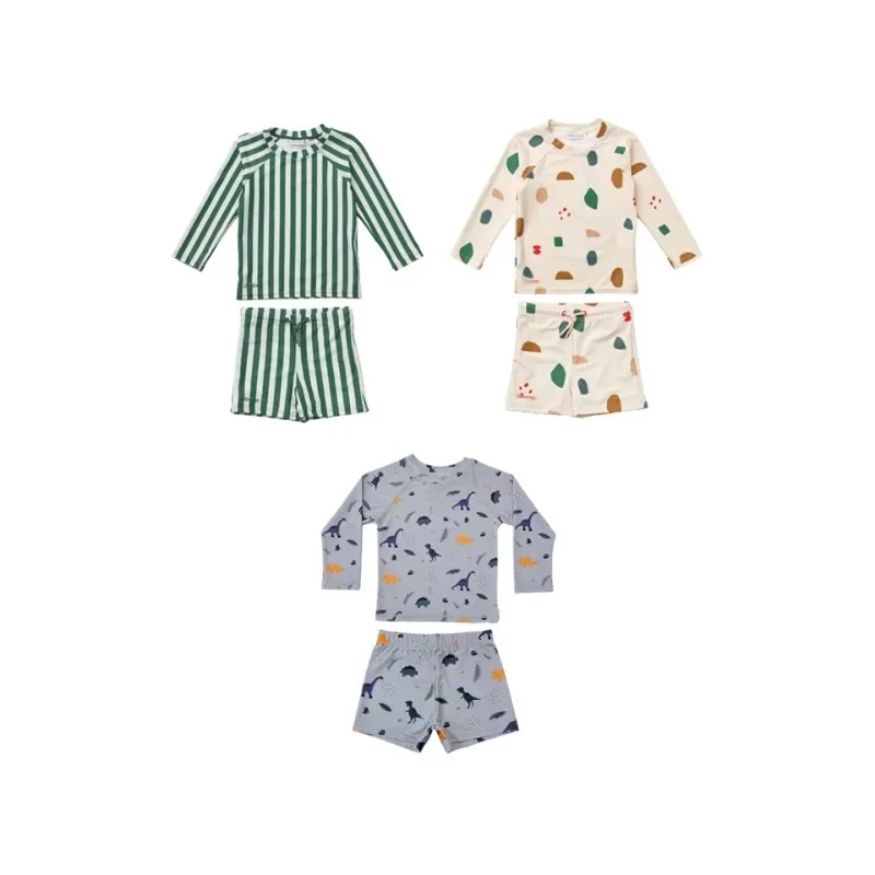 New Summer Kids Split Swimsuit Baby Boys Hot Spring Long Sleeved Children's Sun Protection Quick Drying Swimwear H6912