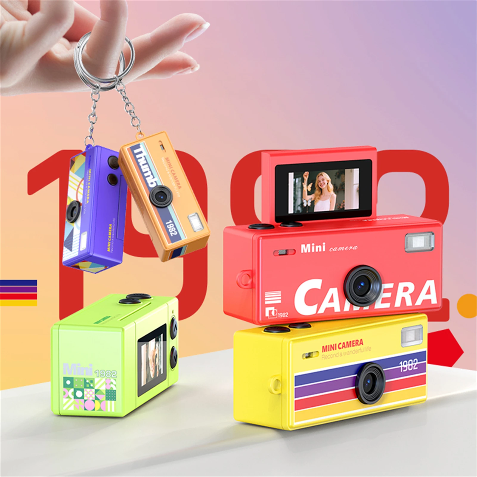 Thumb Keychain Digital Camera 1080P HD Thumb Camera Keychain Support 64GB Memory Card Small Camcorder Video Recorder Camera