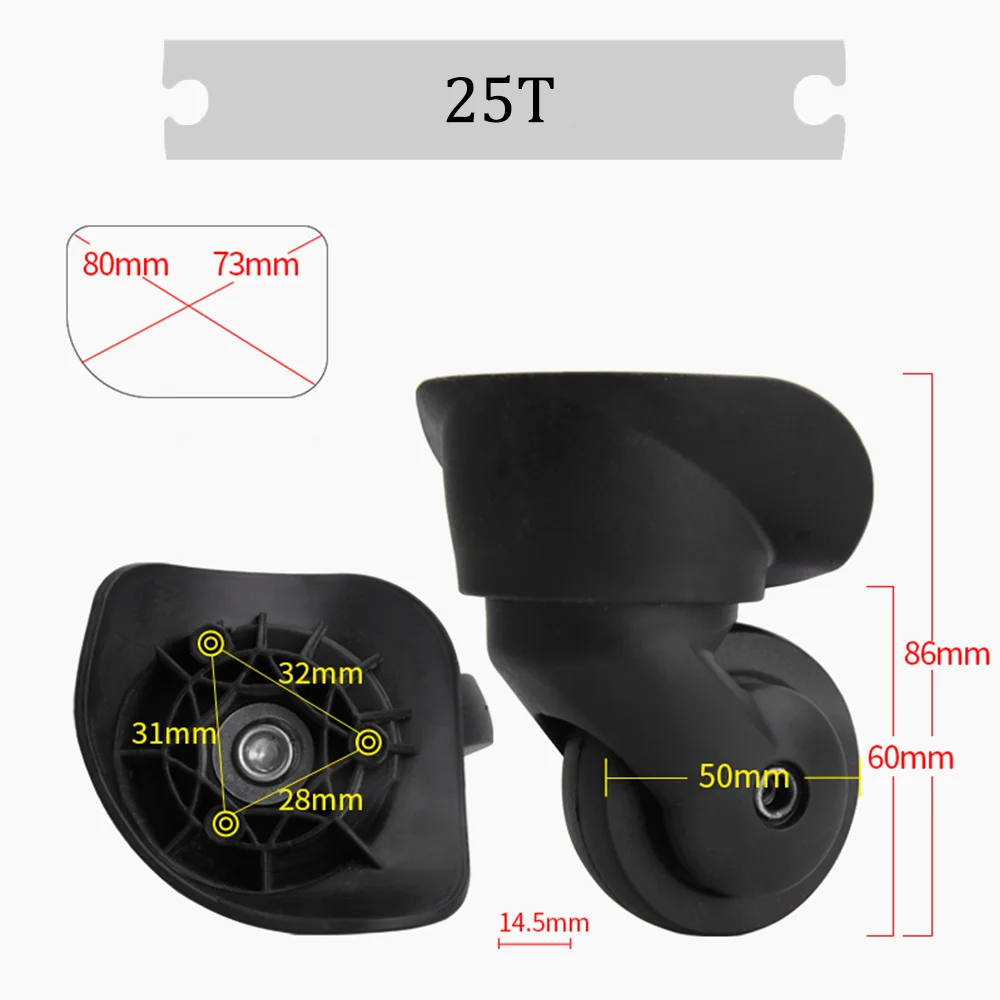 Rueda de repuesto para maleta American Tourister 25T, caja de carro Samsonite, rueda Universal, rodillo deslizante silencioso