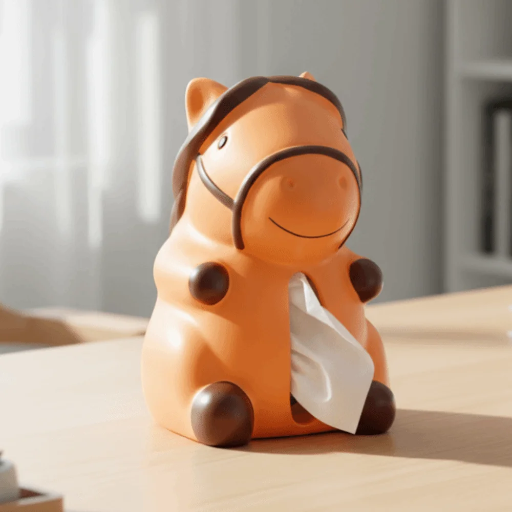 Figura modello cavallo anno scatola di fazzoletti scatola di immagazzinaggio di fazzoletti di cavallo decorativo anime cartone animato piccolo cavallo modello regalo di compleanno
