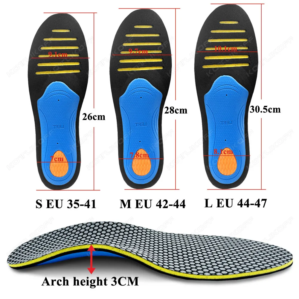 Orthotic Sport Insoles For Flat Foot Arch Support Sponge Elastic Running Insoles For Arch Pain Anti-Fatigue Orthopedic Shoe Pads