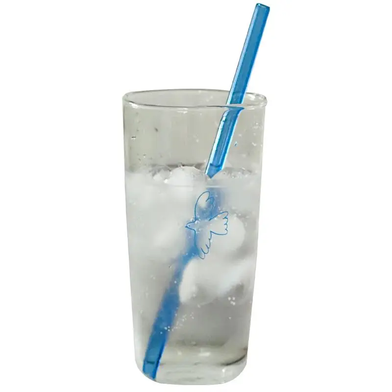 

Blue Bird Glass High Straight Transparent Creative Straw Water Cup Literary Juice Ice Drink Coffee Cup