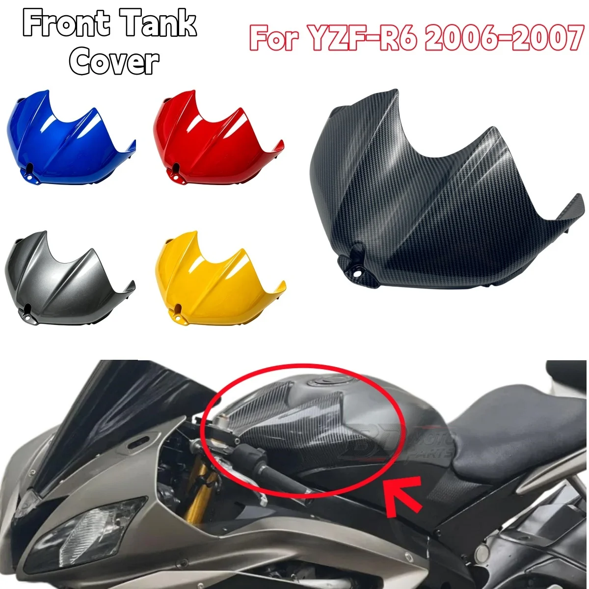 For Yamaha YZF R6 YZF-R6 2006 2007 Gas Tank Cover Fairing Carbon Fiber Paint Fuel Tank Front Guard Cowl Motorcycle Accessories