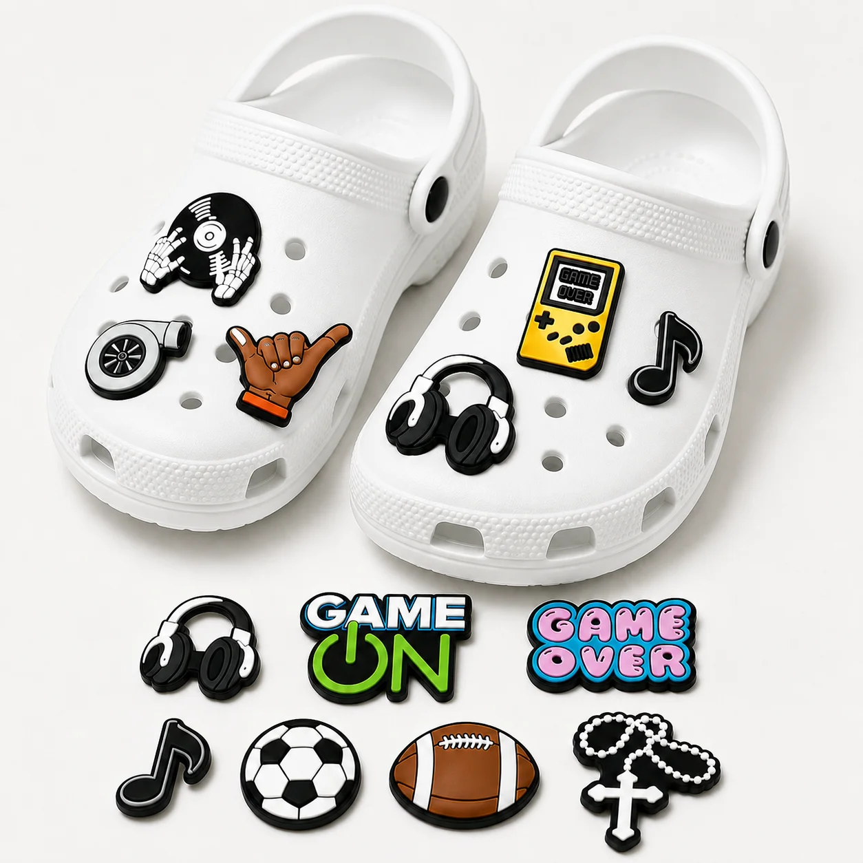 1pcs Cool Girls Shoe Charms Money Guns Cigarettes Shoe Decorations Football Basketball Garden Sandals Accessories for Women Kids