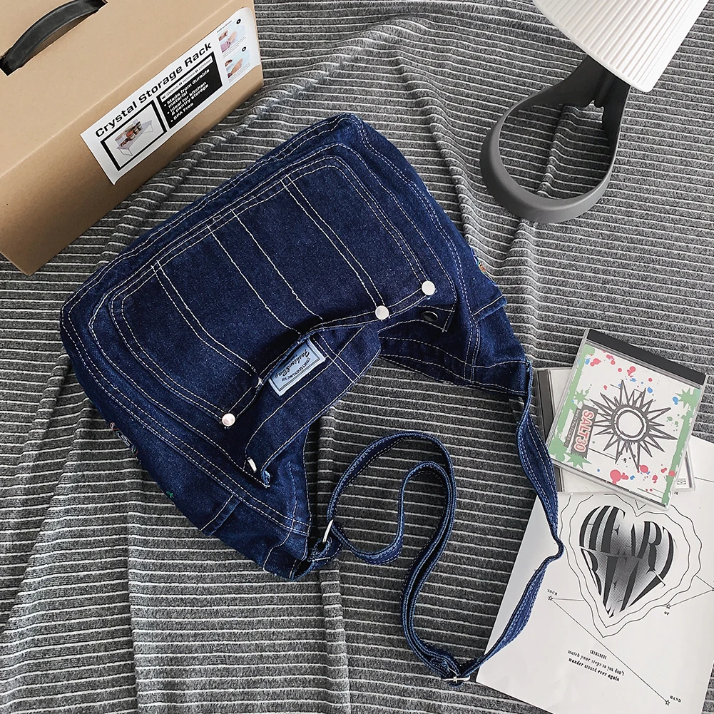 

Women Crossbody Bag Denim Ladies Shoulder Bags Large Capacity Multi-pocket Fashion Simple Casual for Weekend Vacation