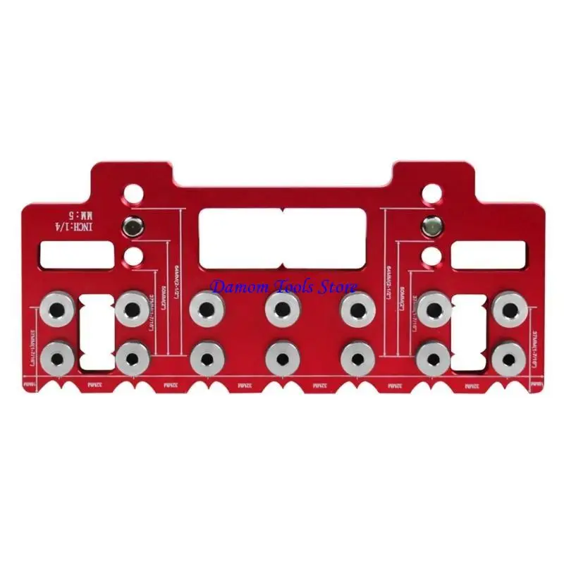 

57BE Shelf Pin Jig 1/4Inch Aluminum Shelf Pin Drilling Guide 32mm Space Woodworking Straight Hole Drilling Jig