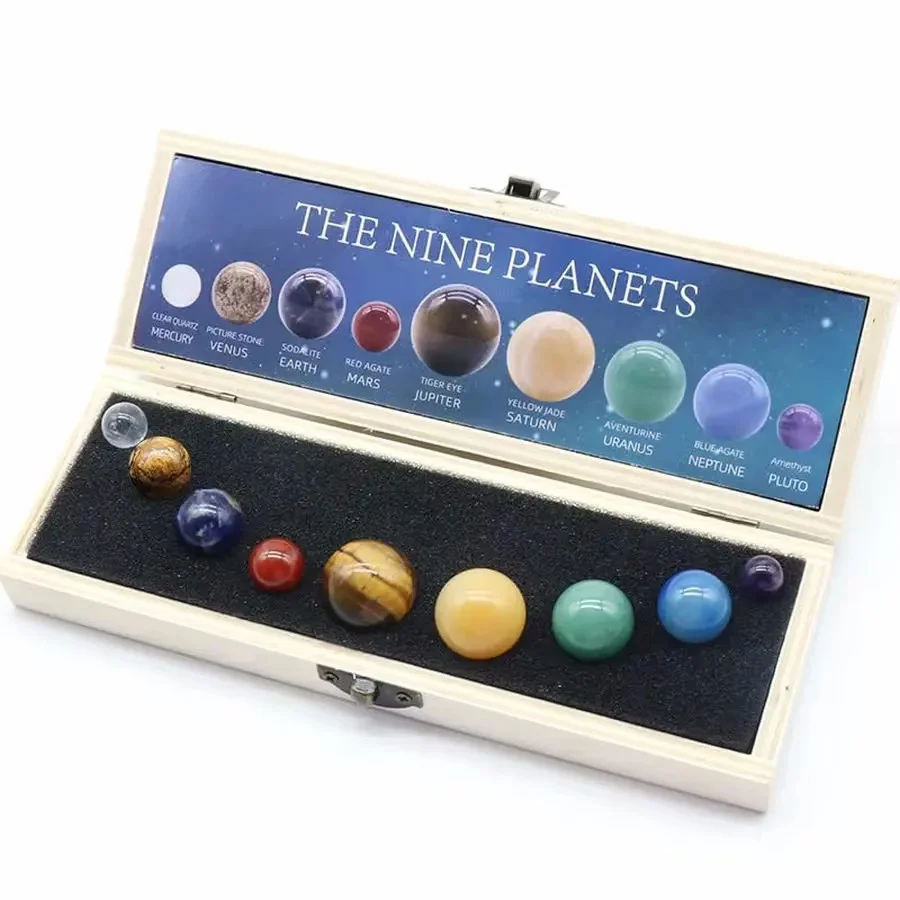 Kit de bola de esfera de cristal con sistema Solar de 9 planetas, esfera de piedras preciosas, modelo de universo de galaxia, regalo creativo Celestial, joyería para el hogar DIY