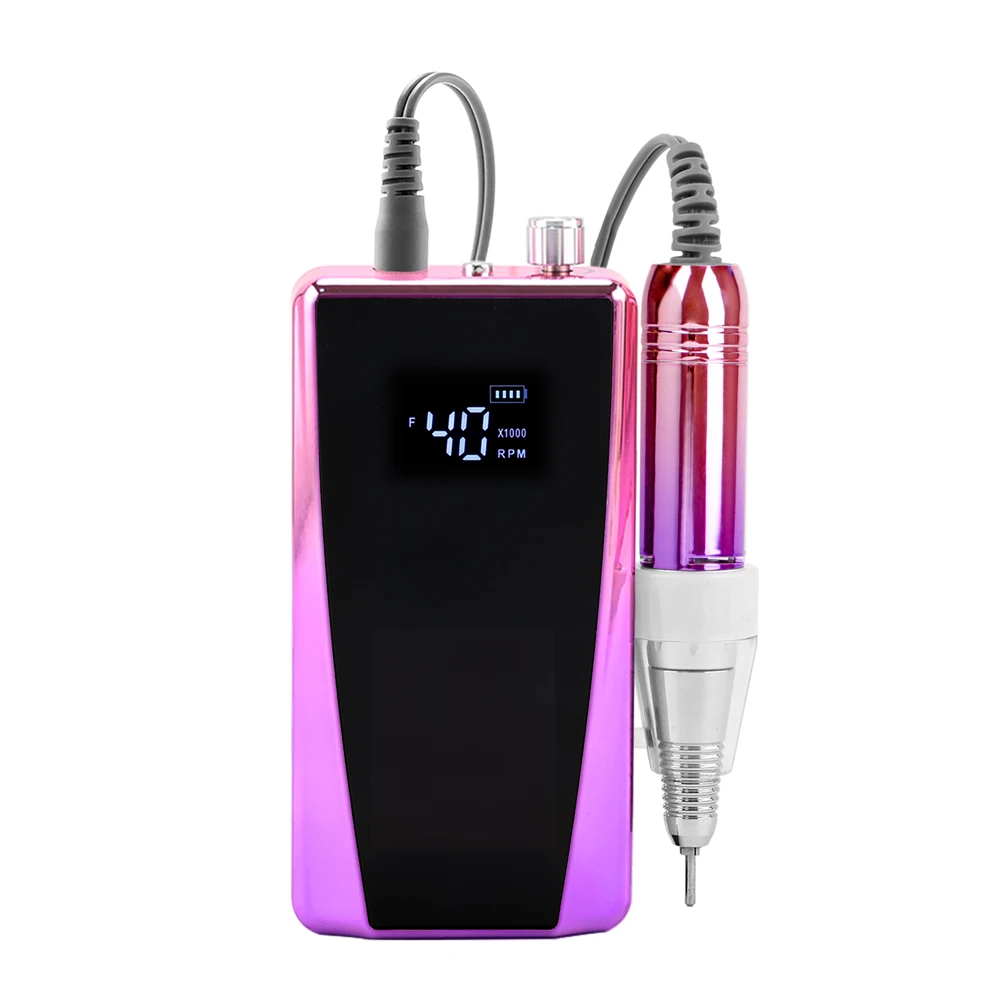 40000RPM Nail Drill Machine Rechargeable Cordless Efile LCD Display Lightweight Battery Wireless with Charging Base
