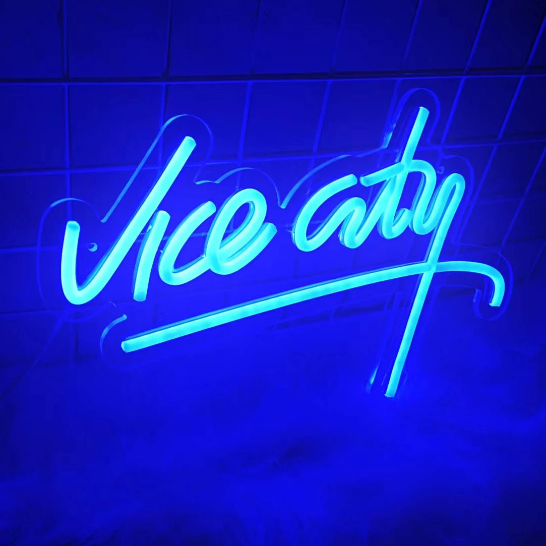 

Vice City Neon Sign for Wall Decor USB LED Neon Light Sign for Bedroom Man Cave Game Room Decor Personalized Gift