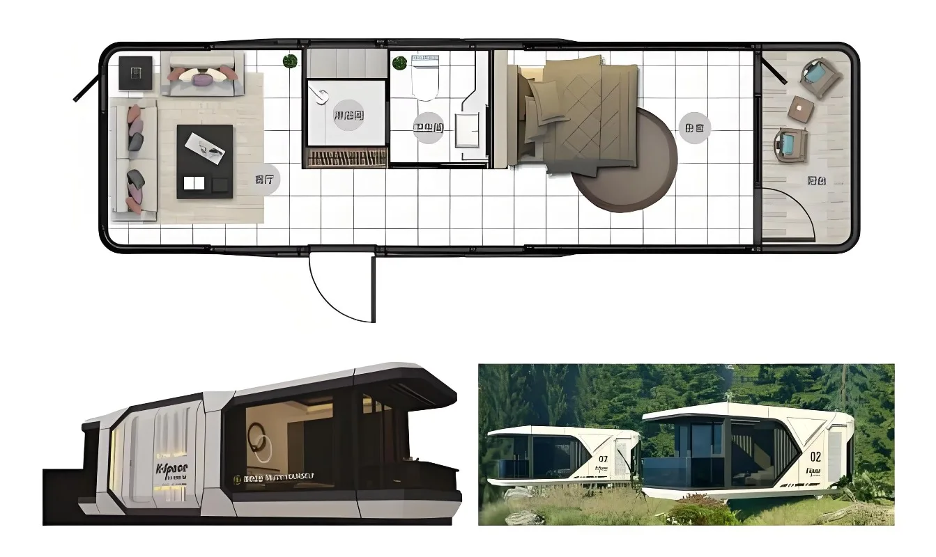 Casa móvil prefabricada compacta inteligente para hoteles de oficina o villa para eventos de glamping emergentes
