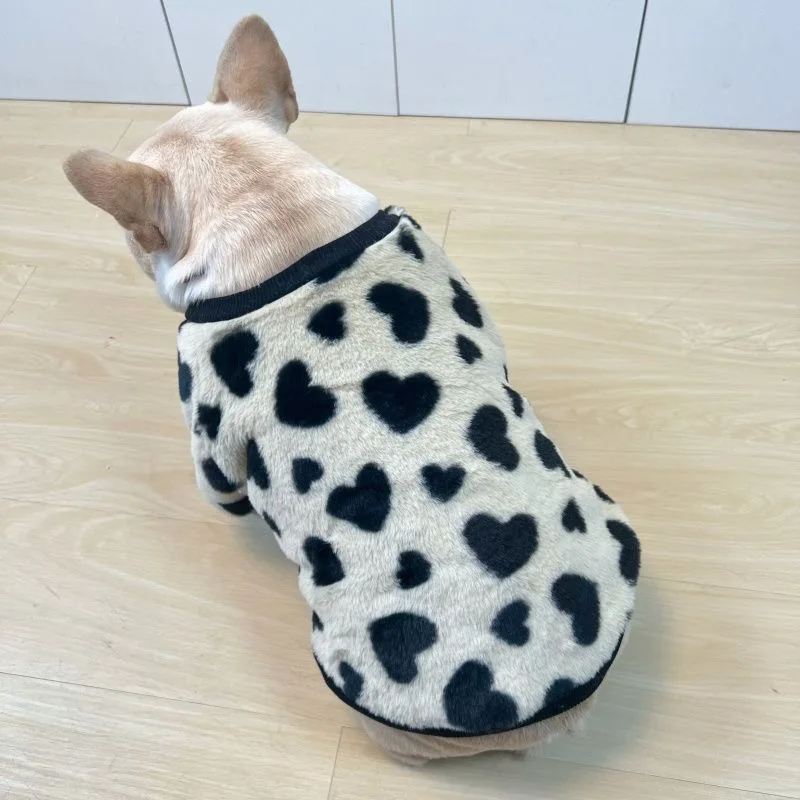 French Bulldog Winter Dog Clothes Coat Warm and Thickened Vest Jacket Fat Dog Costume Bulldog Pug Love Pattern Pet Dog Clothing