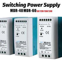 40W 60W Industrial Mini AC/DC Din Rail Power Supply Switch MDR-40 MDR-60 Single Output Switching Source 5V/12V/15/24V/48V