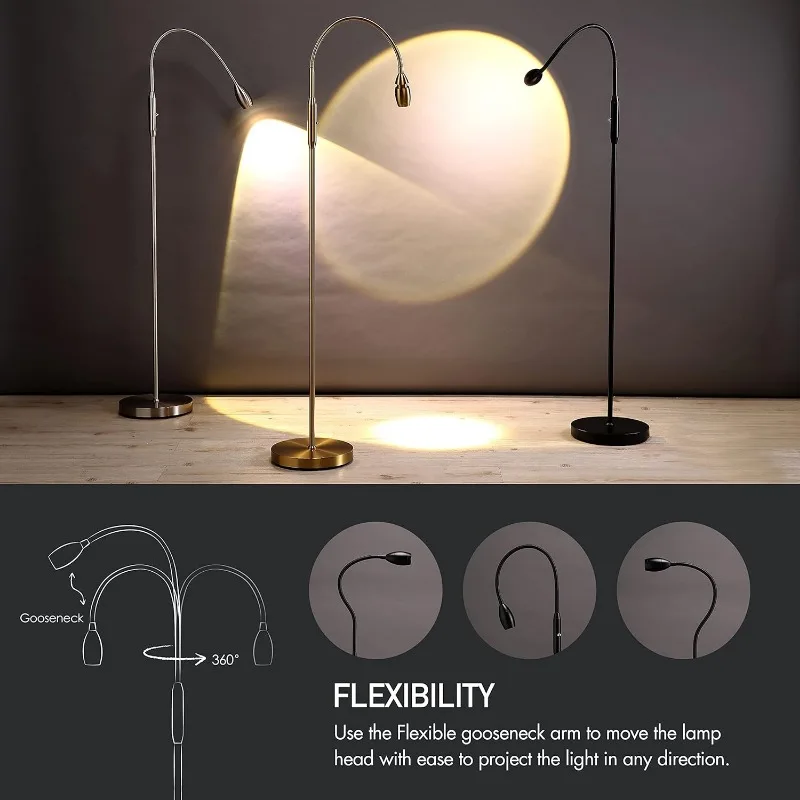 Imagem -04 - Led Beam Floor Lamp Dimmable e Zoomable Spotlight Flexível Gooseneck Leitura e Crafting pé Lâmpada Ajustável