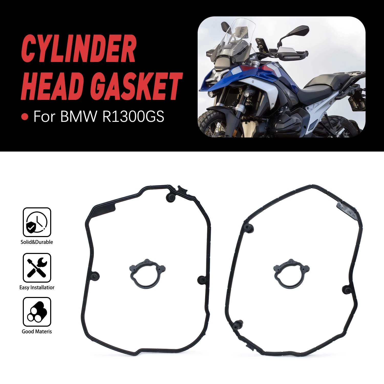 

Engine Valve Cover Gasket Black Cylinder Head Crankcase For BMW R1300GS 2024 2025 2026 OEM Right 11121027894 Left 11121027893