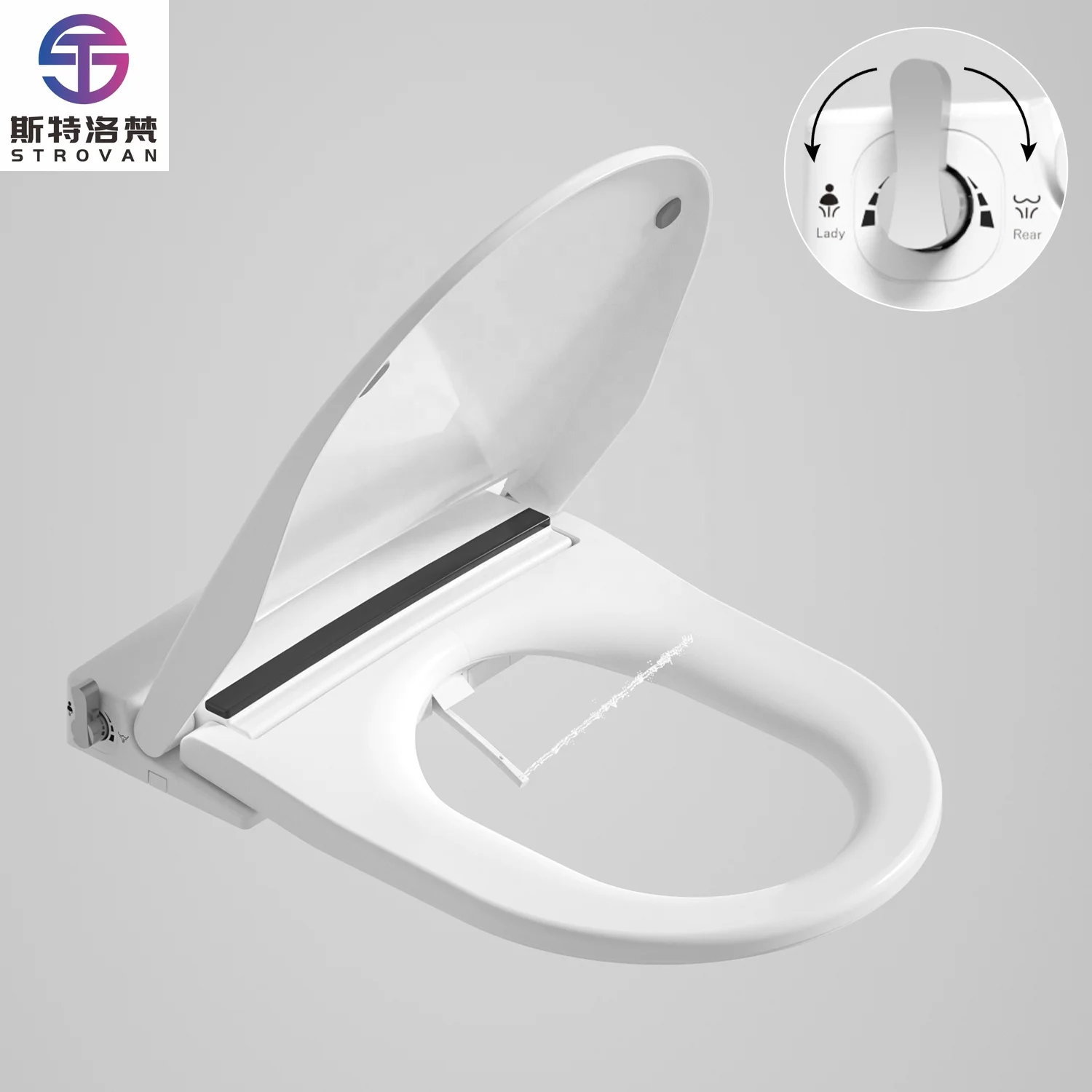 

STLF Non-Electric Water Powered Toilet Seat Dual Wash Quiet Close Manual Smart Bidet Toilet Cover