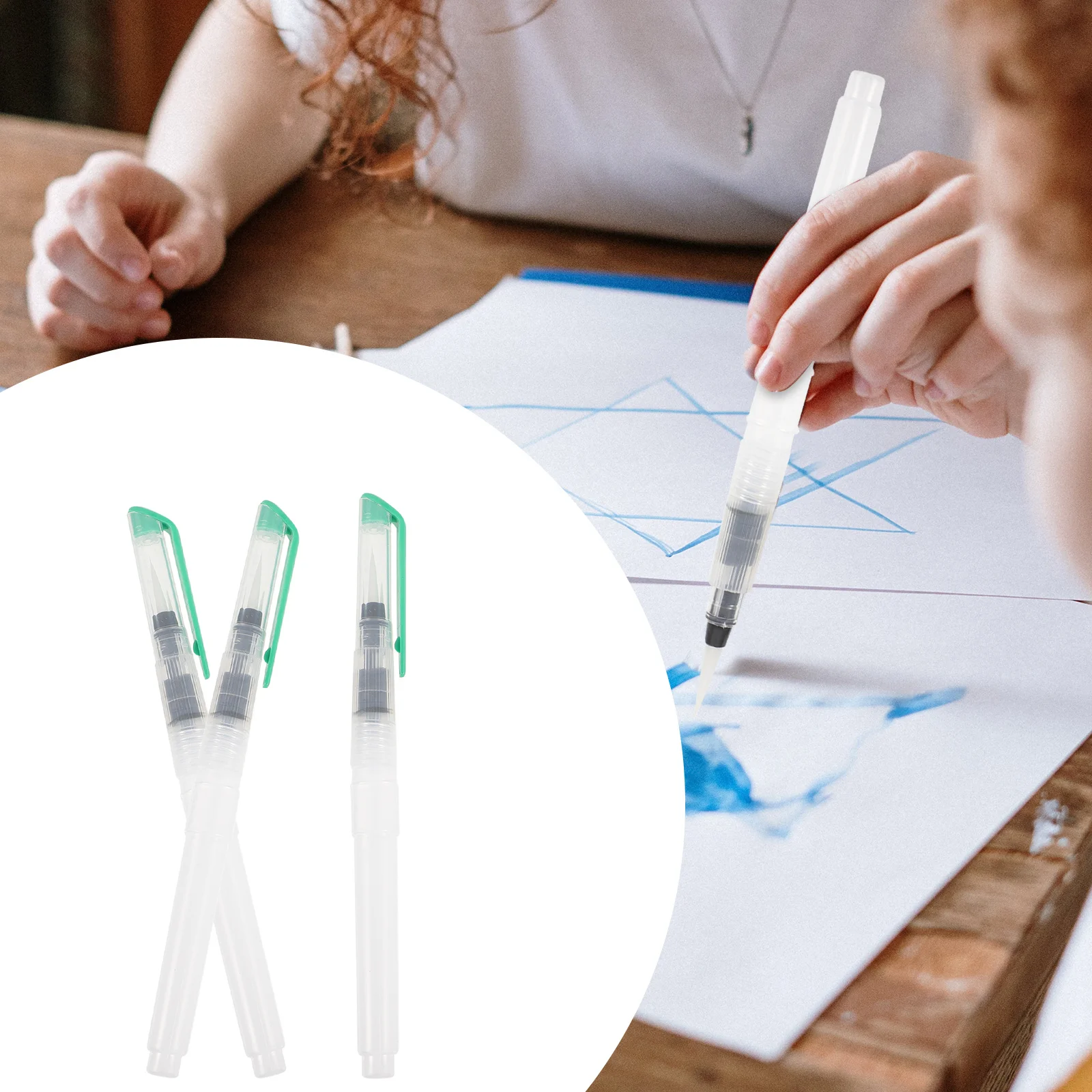 

3pcs Watercolor Pens Portable Water Painting Pen For Hand Drawing Art Supply, Beginner Paint Brush Pen, Water Filled Brush Pen