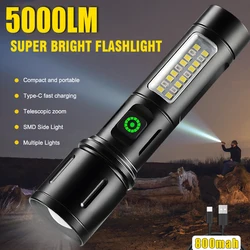 USB Rechargeable Powerful LED Flashlight Light High Power LED Telescopic Zoom Portable Torch Outdoor Riding Camping Lantern