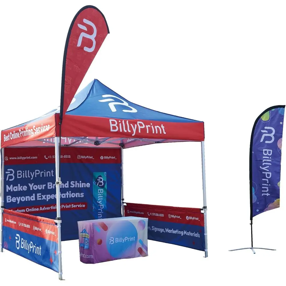 

Палатка 10x10 с индивидуальным логотипом для выставок и мероприятий | Полноцветная печать | Дополнительные стены | Прочная водонепроницаемая ткань | Быстрая доставка