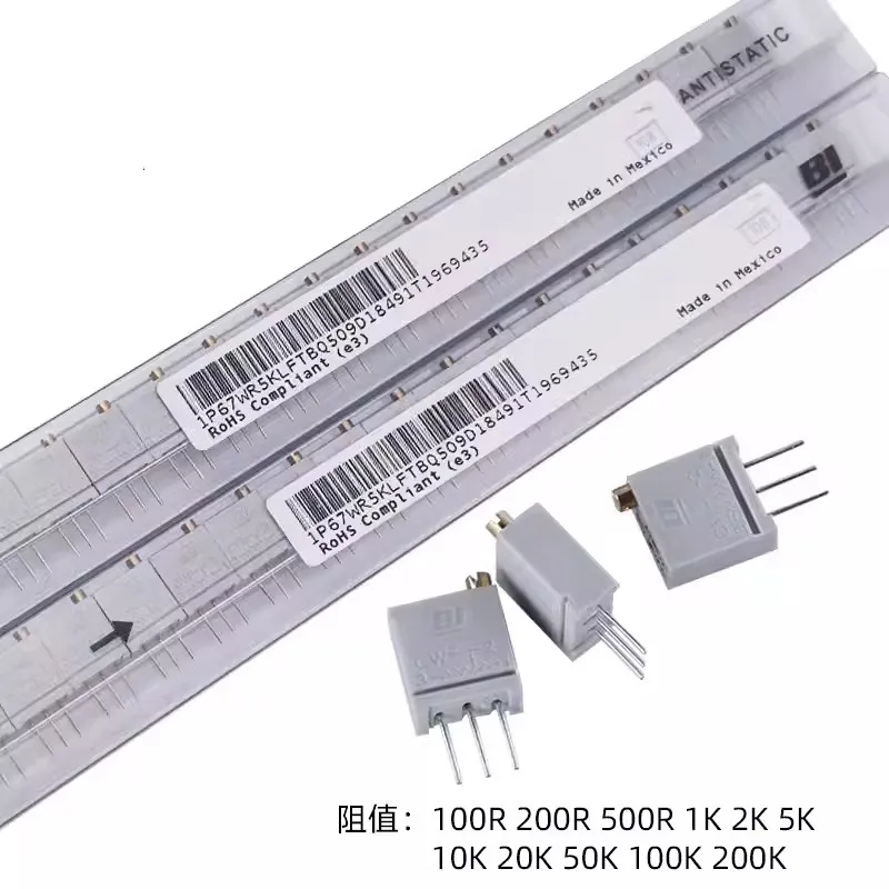 10pcs，Fine-tune the potentiometer，BI 67W R1K R2K R5K R10K R20K R50K R100K R200K，3Pin，Adjustable resistance