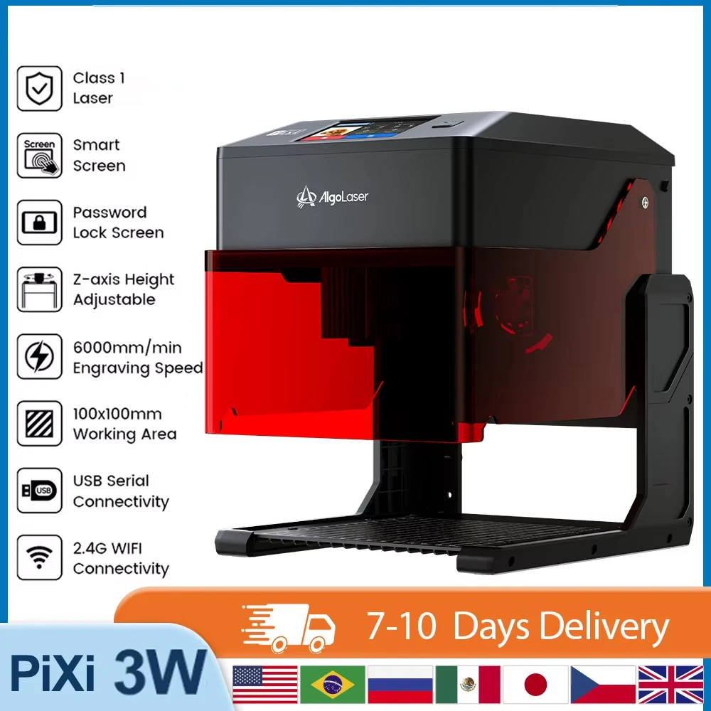 

Algolaser Pixi 3W Laser Engraver Machine With Touchscreen AlgoOS System Portable For DIY Gift Making Desktop Laser Engraver Tool