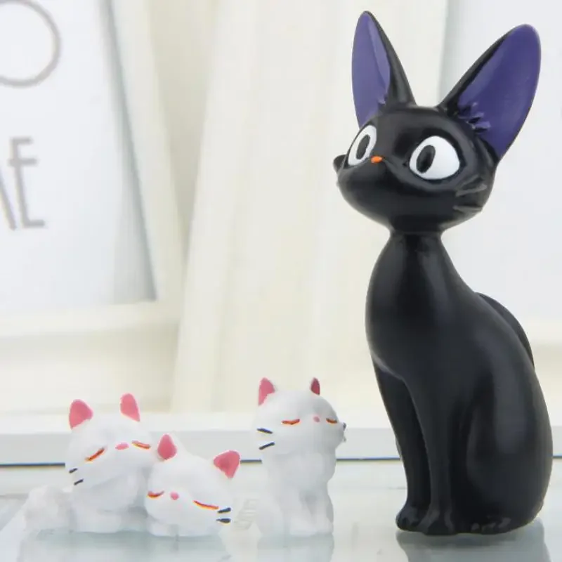 Cartoon Resin Kawaii White Cat Black Cat Miniatus Figurine Animal Gigi Diy Micro Landscape Desktop Decor Home Decoration