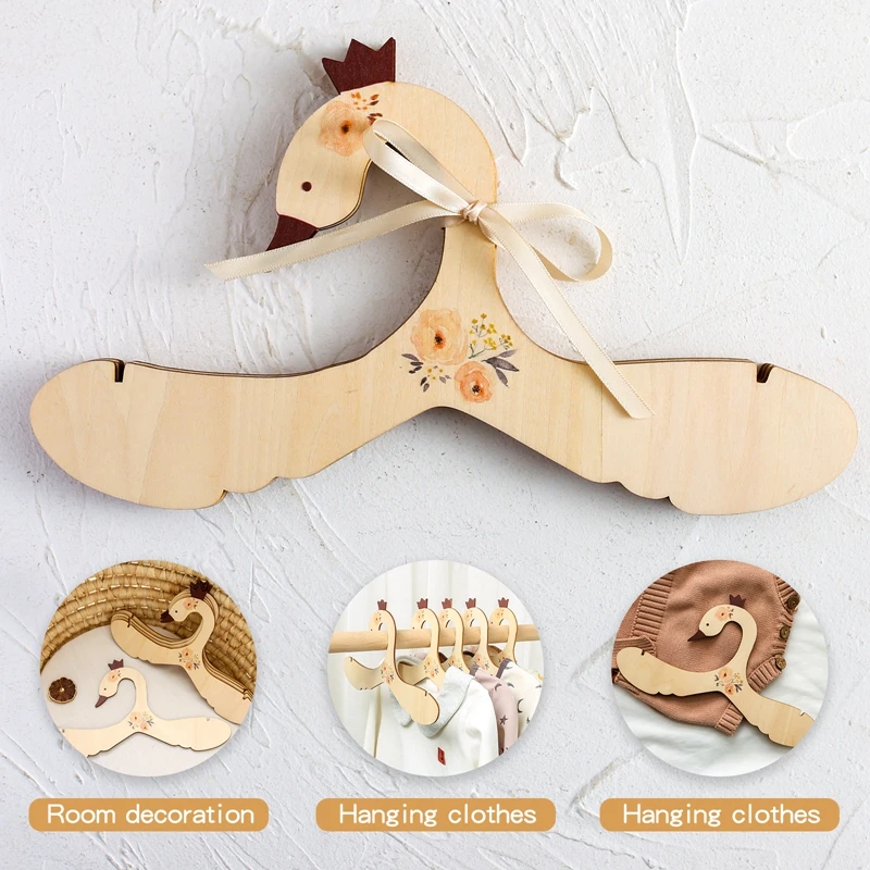 Baby Wooden Animal Clothes Hanger 5PCS DIY Creative Hangers For Clothes Bath Towel Coat Durable Home Children\'s Room Decoration