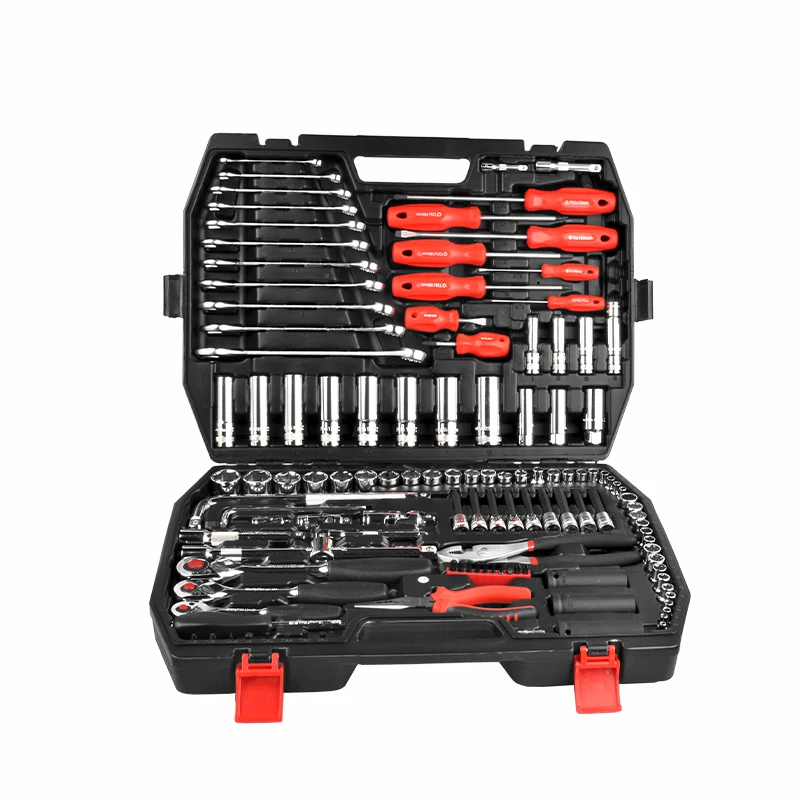 ZHENGBIAO Auto Repair Hardware Tool Set 122 Pieces Plum Blossom Socket Wrench Plastic Tool Box DIY Usage Regular Standard 00-923