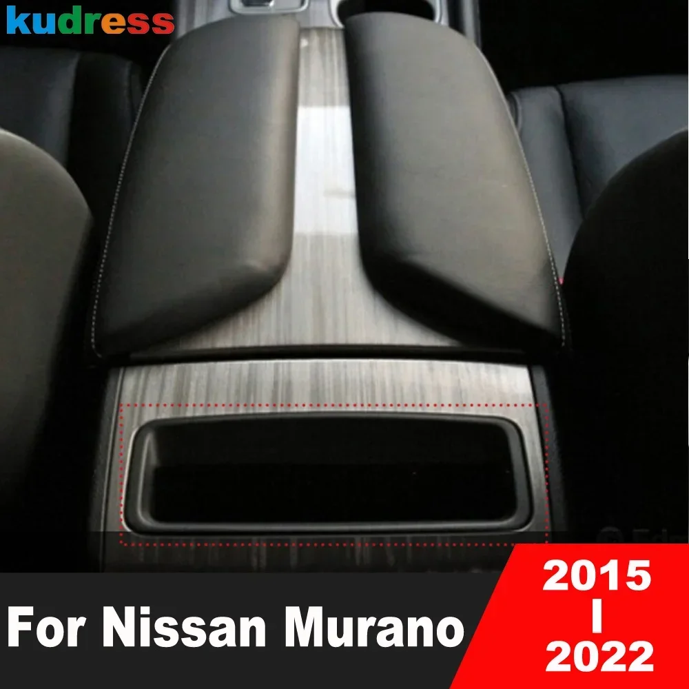 For Nissan Murano 2015-2019 2020 2021 2022 Steel Car Rear Storage Box Water Cup Holder Frame Cover Trim Interior Accessories