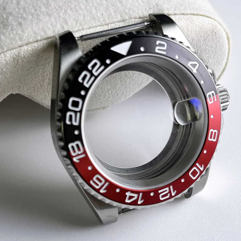 

40mm Submarine Case Men's Watch Black Red Aluminum bezel Stainless Steel Sapphire Glass Inlaid NH35 NH34 NH36 Movement