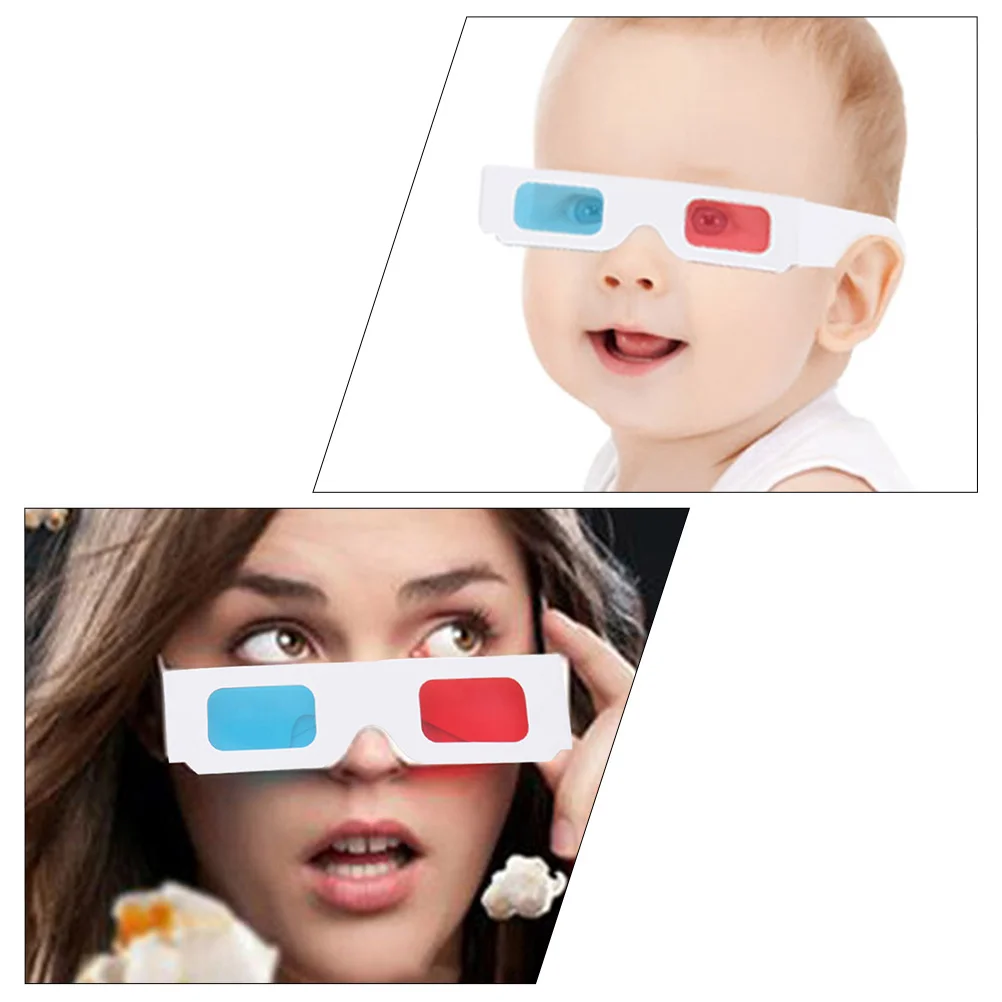 

50Pcs 3D Glasses Red Blue Cardboard Portable Lightweight Home Movies Games Dvds Glasses