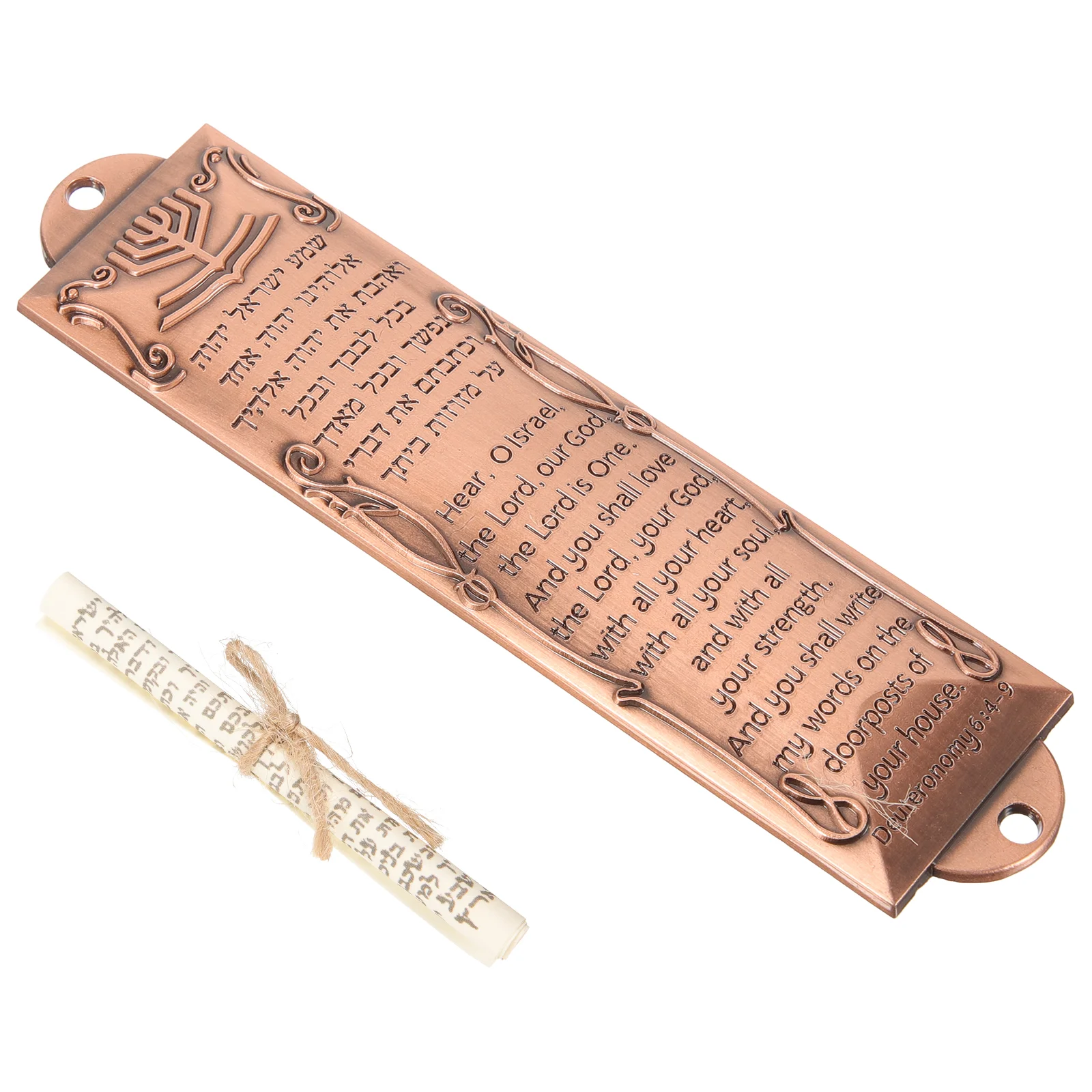 Hanukkah Menorah Israeli Crafts Gifts Religious Mezuzah Holy Scroll Jesus Decor Metal Vintage