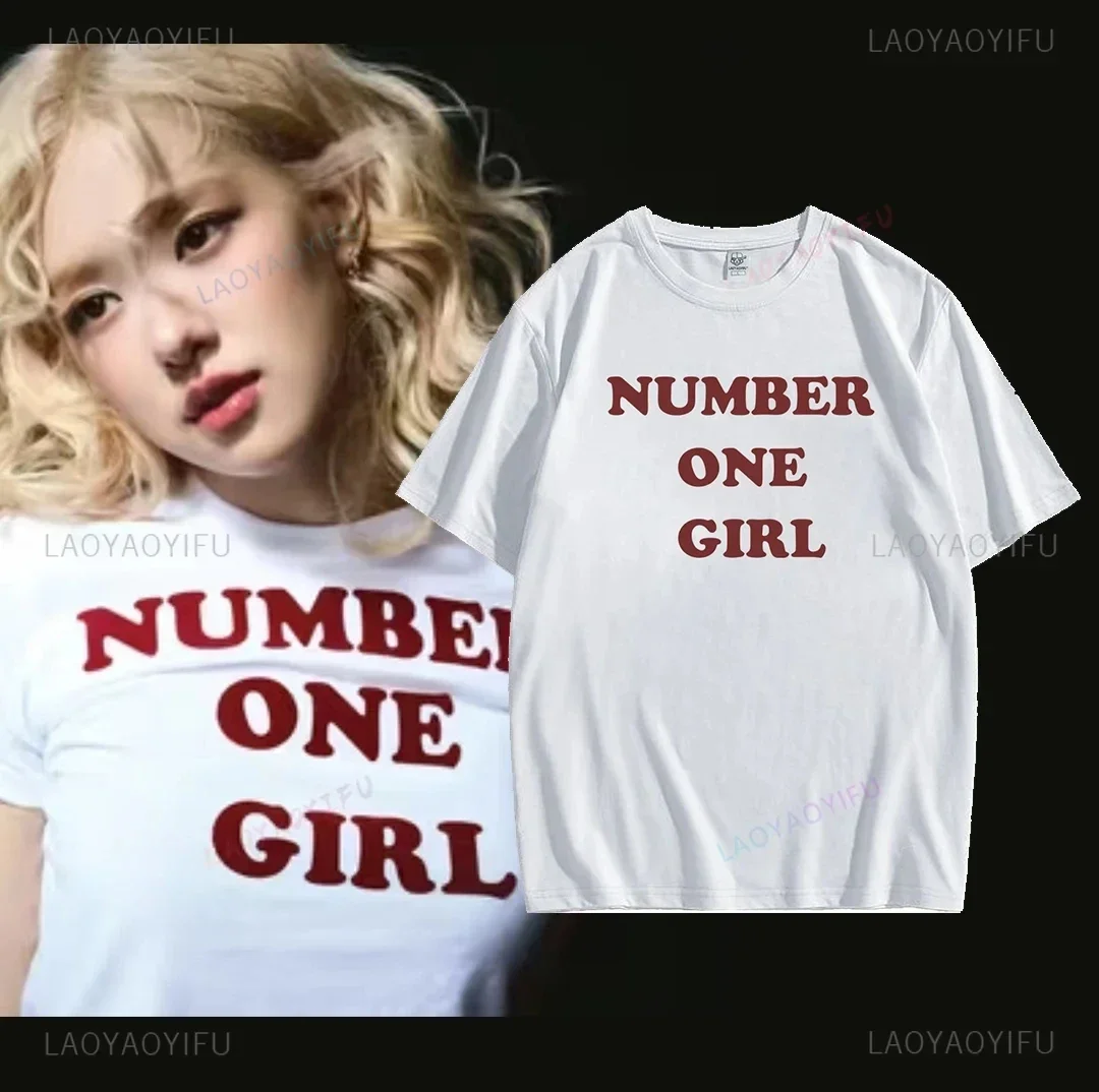 Hipster T Shirt Rosé ‘Number One Girl’ Print Tops Hip-hop Ropa Mujer Kpop Streetwear Clothes for Women Graphic Cotton Tee