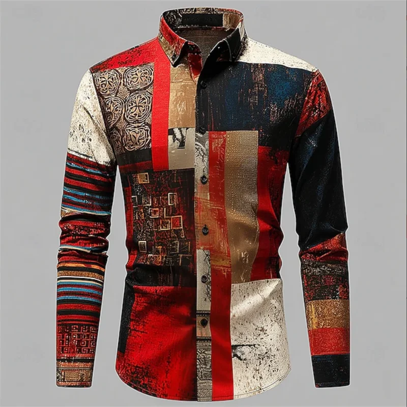 Men's Long Sleeve Shirt, Button Shirt, Casual Shirt Spring Summer Flower Print Long Sleeves, Fashionable, Comfortable
