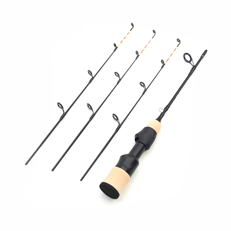 55cm 2 Tips Rod Winter Ice Fishing Rod Fishing Reel Set Rod Pole Tackle Carbon Pole Ice Fishing Rod