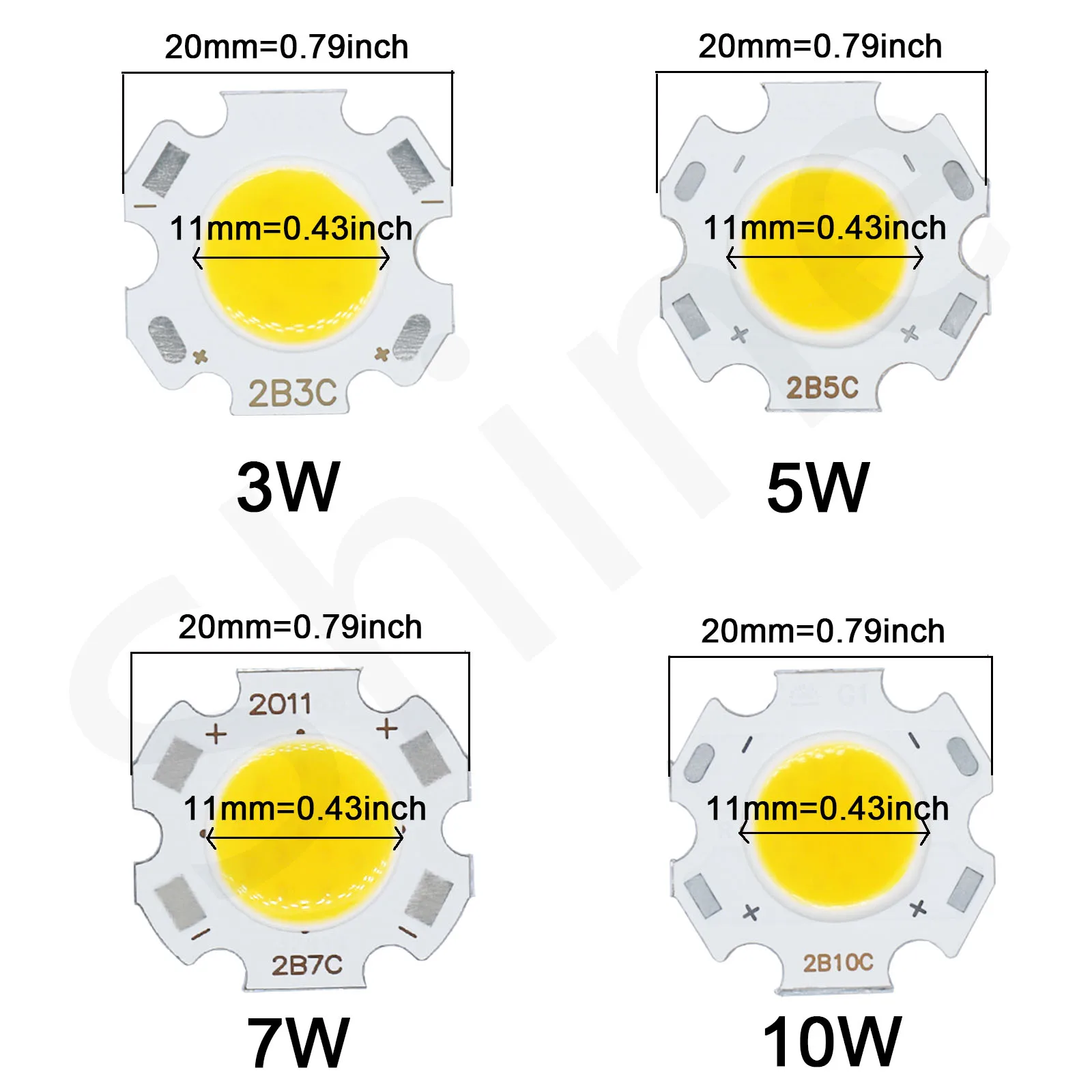 10 Stuks 3W 5W 7W 10W Hoge Power Led Bron Chip 13Mm 20Mm 24Mm Smd Led Cob Gloeilamp Led Diode Licht Lamp Schijnwerper Downlight Diy