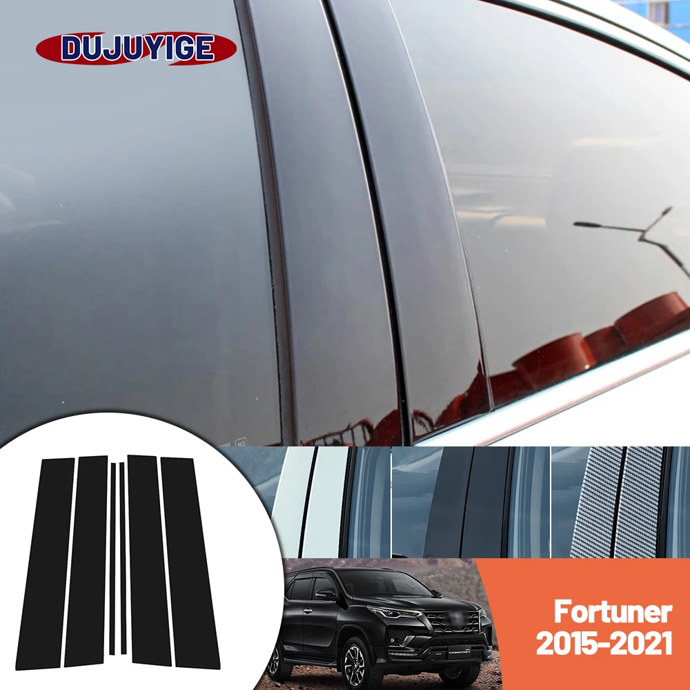 

Bright black carbon fiber door and window B C Pillar sticker suitable For Toyota Fortuner 2015-2021 2016 2017 2018 2019 2020