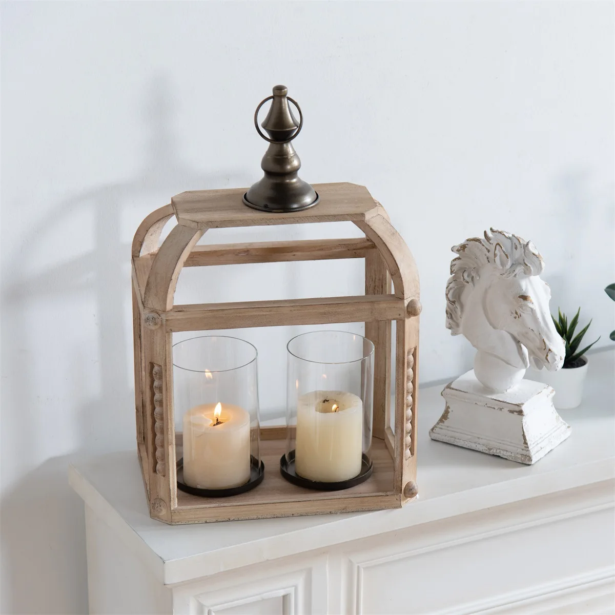 Nordic retro candle stand decoration homestay rom  c creative solid wood candle stand photo background props