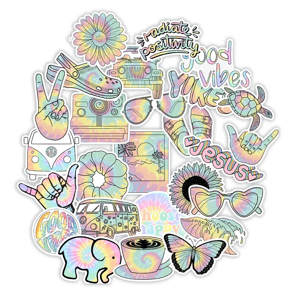 

10/30/50pcs Aesthetic Colorful Laser Cartoon Stickers Personalized Graffiti Decals Luggage Notebook Phone Cool Sticker Packing