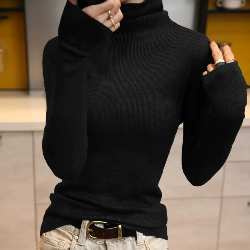 Slim Fit Camere вязаная основа irt женский длинный свитер с высоким воротником-стойкой осень-зима новая модная корейская версия