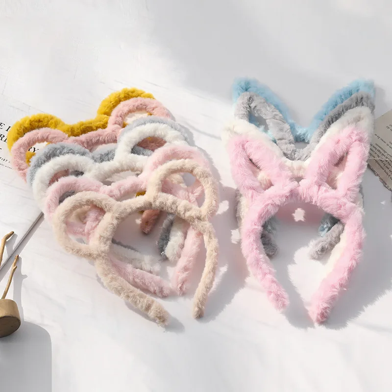 Candy Color Plush Headband Women's Cat Ear Hair Hoop Fashion Outdoor Multi functional Korean Winter Hair Accessories