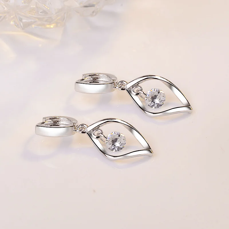 S925 Pure Silver Rotating Love Drop Earrings for Women Medium Long Length with Bare Zircon Stones Trendy Minimalist Ear Jewelry